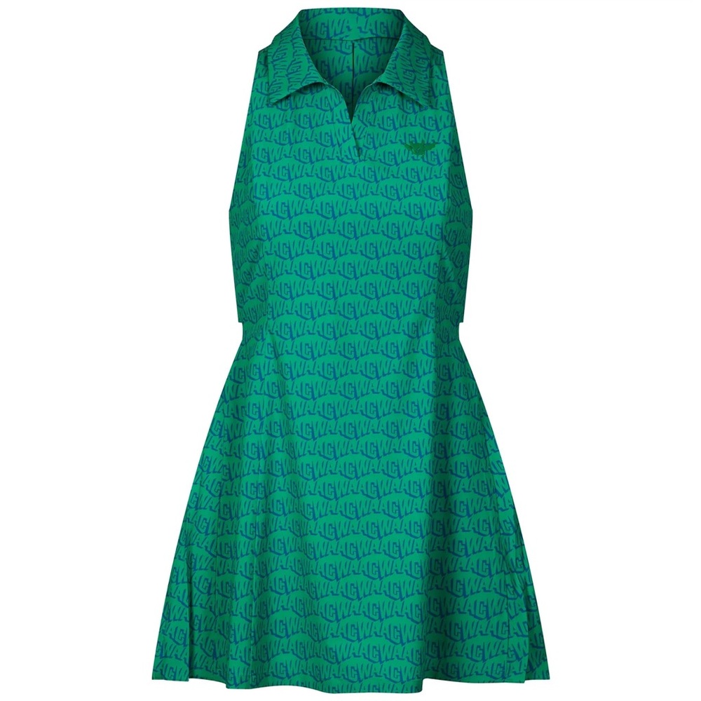 WAAC Womens Printed Pleats Dress Green